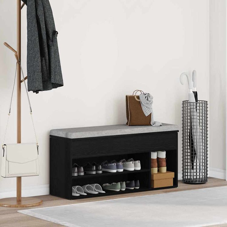 Vidaxl schoenenbank 102x30,5x45 cm spaanplaat zwart eikenkleurig