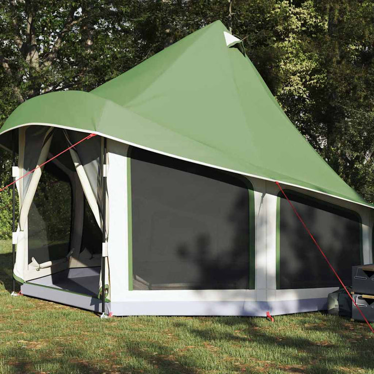 Vidaxl tipi tent met dak met opslag groen 404 x 370 x 270 cm taft