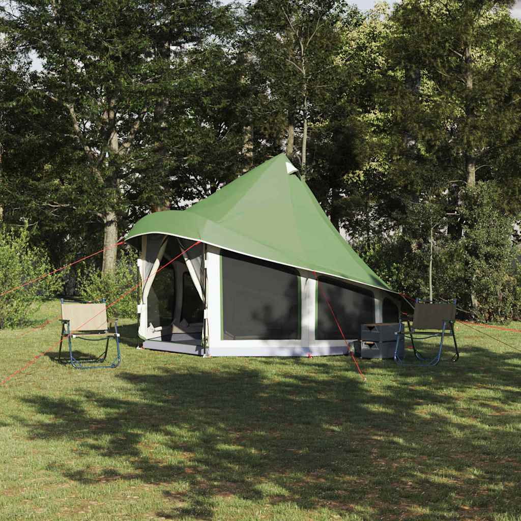 Vidaxl tipi tent met dak met opslag groen 404 x 370 x 270 cm taft