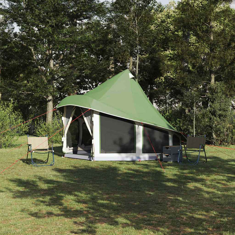 Vidaxl tipi tent met dak met opslag groen 404 x 370 x 270 cm taft