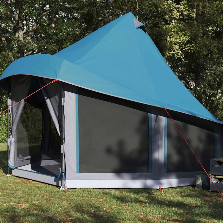 Vidaxl tipi tent met dak met opslag blauw 404 x 370 x 270 cm taft