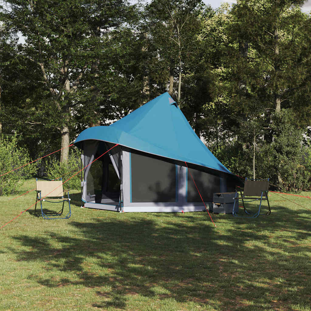 Vidaxl tipi tent met dak met opslag blauw 404 x 370 x 270 cm taft