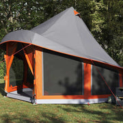 Vidaxl tipi tent met dak grijs en oranje 404 x 370 x 270 cm taft - afbeelding 3