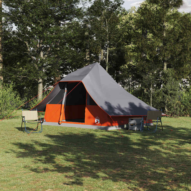 Vidaxl tipi tent 10-persoons grijs en oranje taft