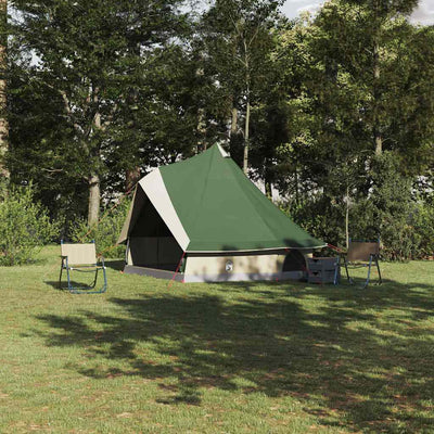 Vidaxl familie tipi tent tipi groen en beige 400 x 346 x 250 cm