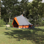 Vidaxl tipi tent 8-persoons grijs en oranje taft - afbeelding 1