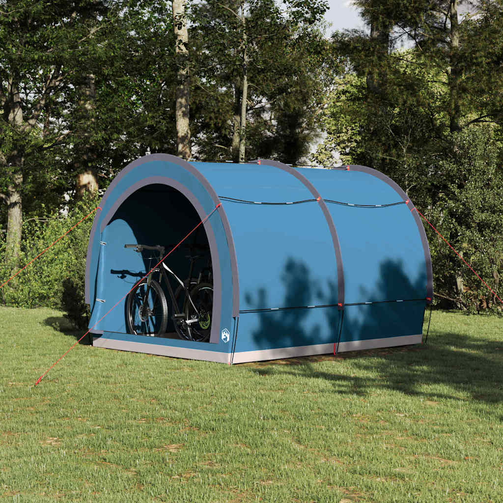 Vidaxl fietstent met dak met opslag blauw 256 x 222 x 182 cm taft