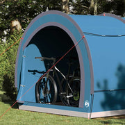 Vidaxl fietstent met dak met opslag blauw 256 x 222 x 182 cm taft - afbeelding 3