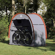 Vidaxl fietstent met dak met opslag grijs en oranje 210 x 90 x 174 cm - afbeelding 1