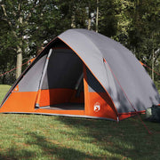 Vidaxl kamperen tent 4-persoons grijs en oranje taft waterdicht - afbeelding 3