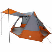 Vidaxl camping tent 10-persoons grijs en oranje taft waterdicht - afbeelding 2