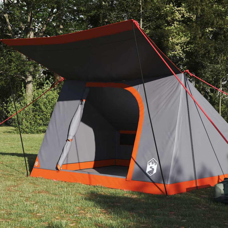Vidaxl camping tent 2-persoons waterdicht grijs en oranje taft