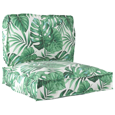 Vidaxl pallet kussen set oxford stof groen bladpatroon 70 x 70 x 12 cm