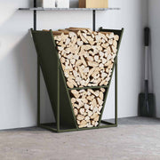 Vidaxl brandhoutrek 69,5x35x81 cm koudgewalst staal olijfgroen - afbeelding 3