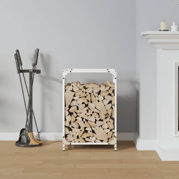 Vidaxl brandhoutrek 44x28x65 cm koudgewalst staal wit