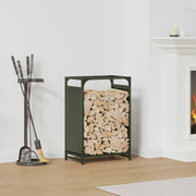 Vidaxl brandhoutrek 44x28x65 cm koudgewalst staal olijfgroen - afbeelding 1