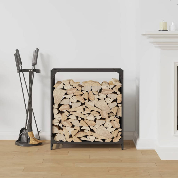 Vidaxl brandhoutrek 60x28x65 cm koudgewalst staal zwart
