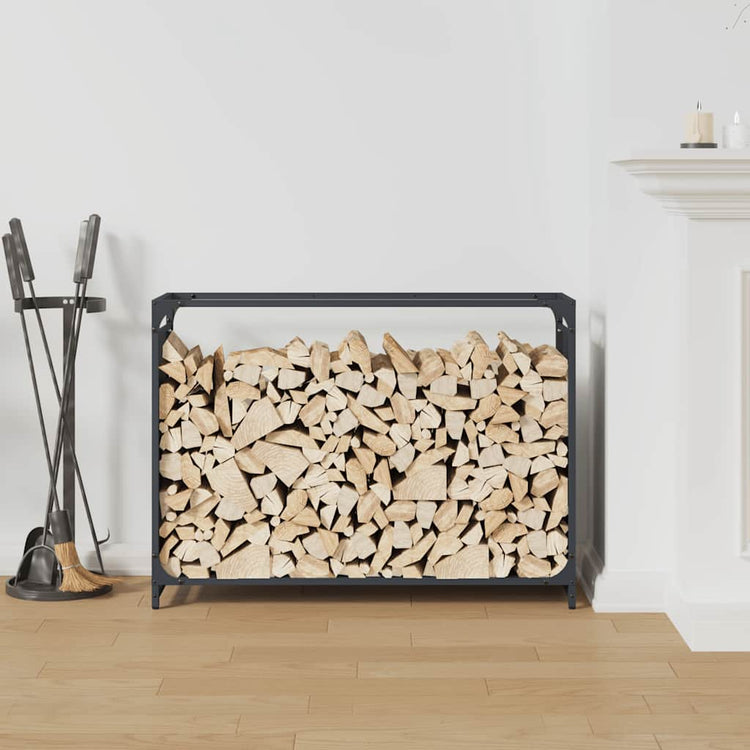 Vidaxl brandhoutrek 90x28x65 cm koudgewalst staal antracietkleurig