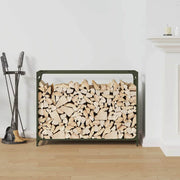 Vidaxl brandhoutrek 90x28x65 cm koudgewalst staal olijfgroen - afbeelding 3