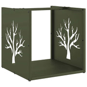 Vidaxl brandhoutrek 40x40x40 cm koudgewalst staal olijfgroen - afbeelding 2