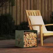 Vidaxl brandhoutrek 40x40x40 cm koudgewalst staal olijfgroen - afbeelding 1