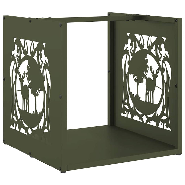 Vidaxl brandhoutrek 40x40x40 cm koudgewalst staal olijfgroen