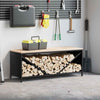 Vidaxl brandhoutrek met houten blad 100,5x35,5x40 cm zwart