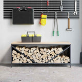 Vidaxl brandhoutrek met houten blad 100,5x35,5x40 cm antracietkleurig - afbeelding 3