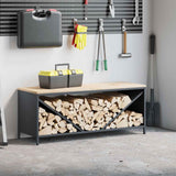 Vidaxl brandhoutrek met houten blad 100,5x35,5x40 cm antracietkleurig - afbeelding 1