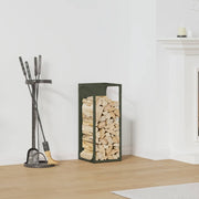 Vidaxl brandhoutrek 25x25x60 cm koudgewalst staal olijfgroen - afbeelding 1