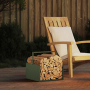 Vidaxl brandhoutrek 40x40x40 cm koudgewalst staal olijfgroen - afbeelding 1