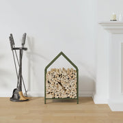 Vidaxl brandhoutrek 40x25x60 cm koudgewalst staal olijfgroen - afbeelding 3