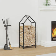 Vidaxl brandhoutrek 40x25x90 cm koudgewalst staal zwart - afbeelding 1