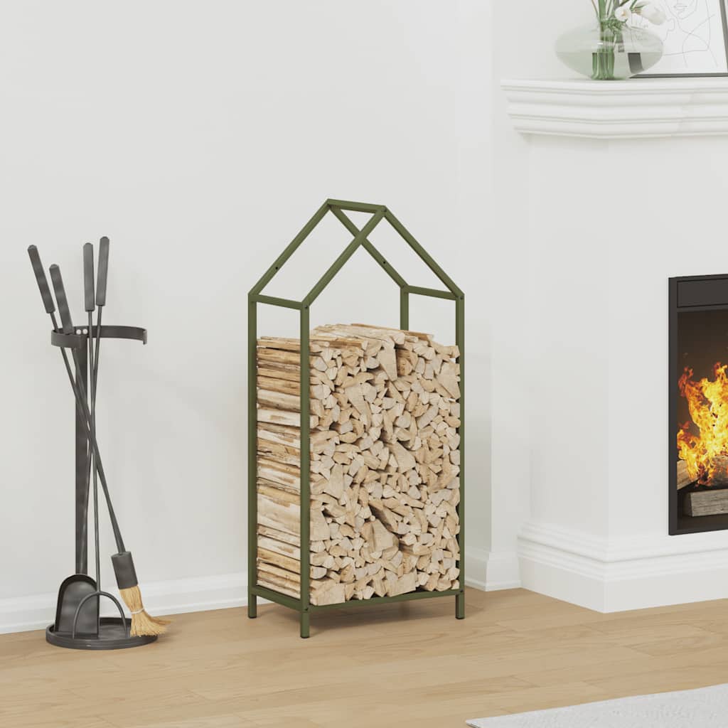 Vidaxl brandhoutrek 40x25x90 cm koudgewalst staal olijfgroen