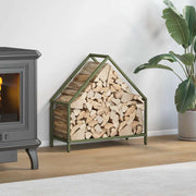 Vidaxl brandhoutrek 60x25x60 cm koudgewalst staal olijfgroen - afbeelding 1