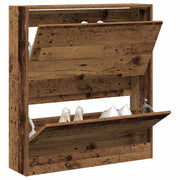 Vidaxl schoenenkast 80 x 21 x 87,5 cm bewerkt hout oudhout - afbeelding 3