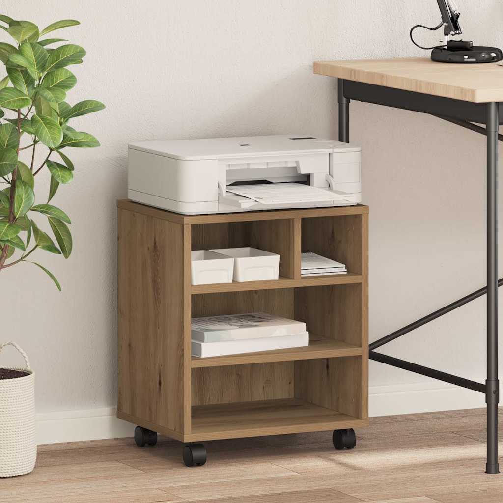 Vidaxl printerstand artisanaal eiken 41 x 32 x 48 cm bewerkt hout