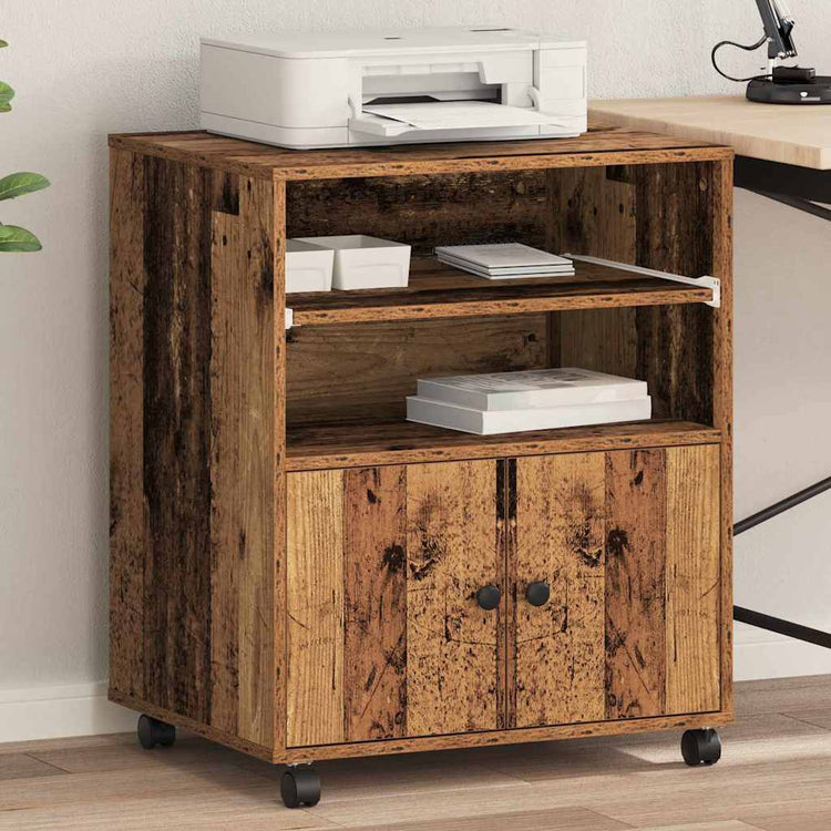 Vidaxl printerstand oud hout 60 x 48 x 74 cm bewerkt hout