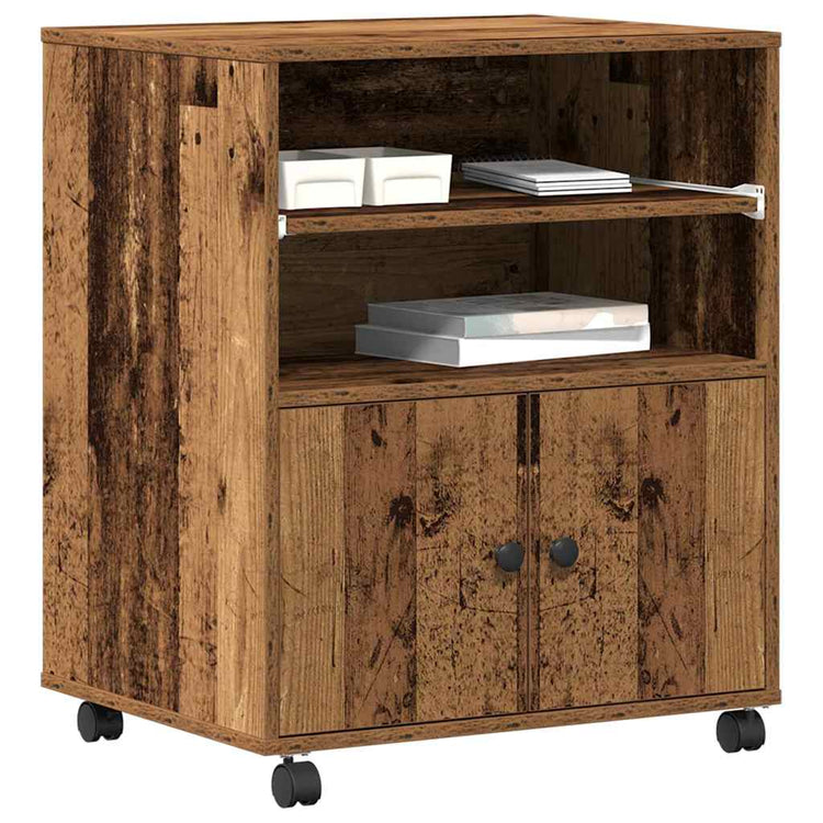 Vidaxl printerstand oud hout 60 x 48 x 74 cm bewerkt hout