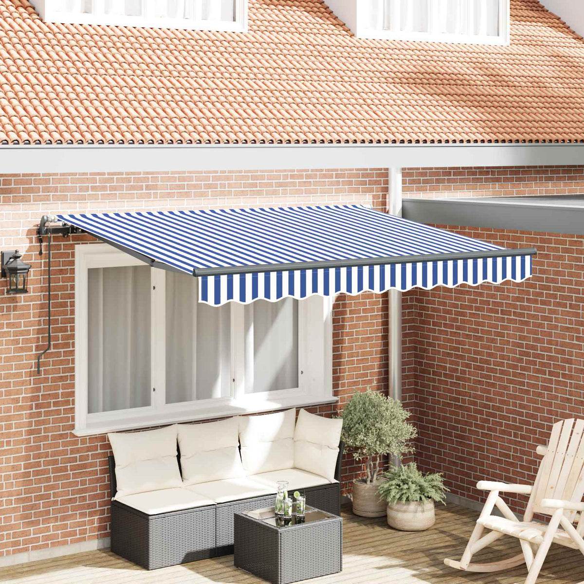 Vidaxl uitschuifbare luifel blauw 250 x 200 cm stof