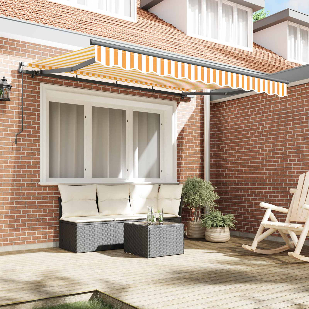 Vidaxl uitschuifbare luifel geel 250 x 200 cm stof