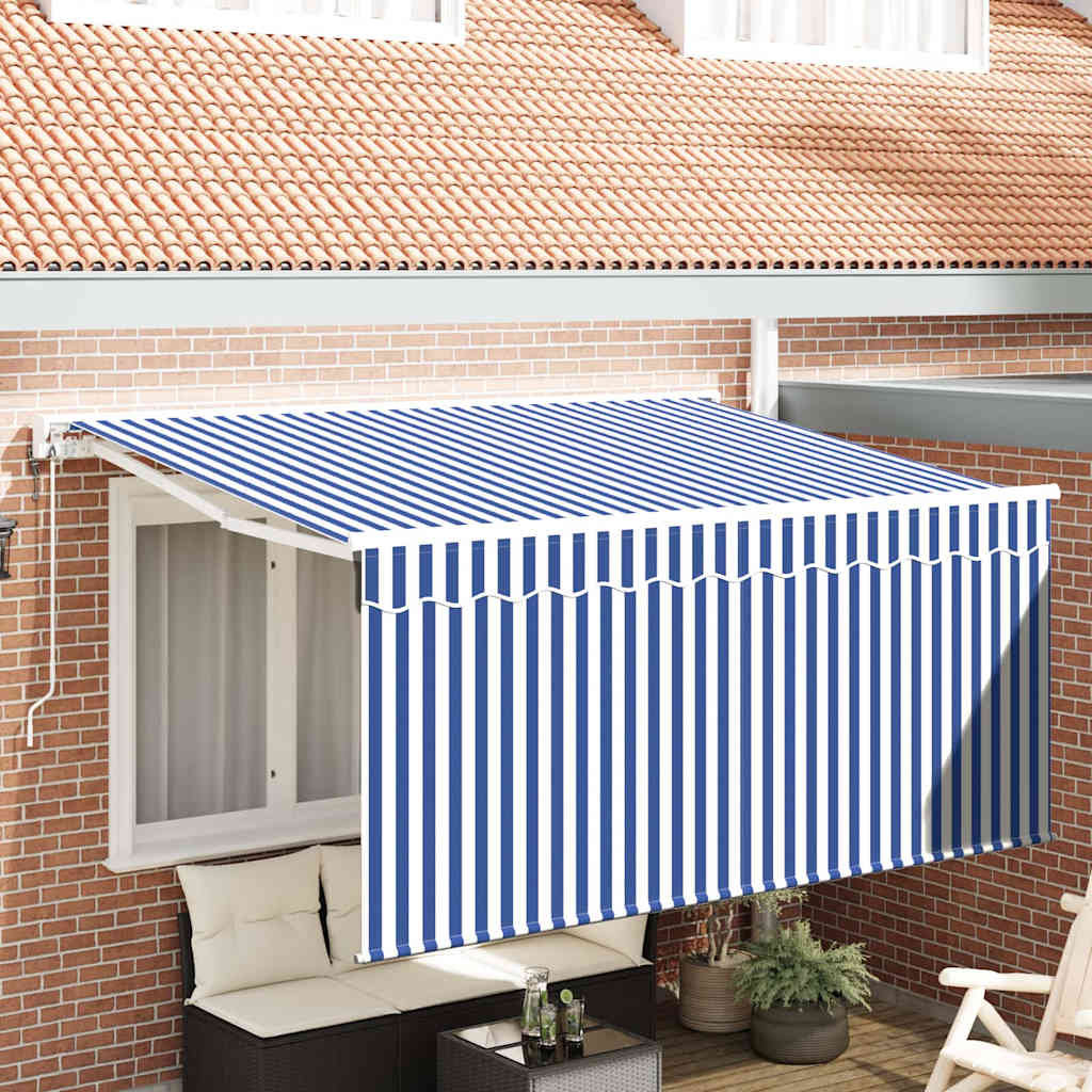 Vidaxl inklapbaar zonnescherm blauw en wit 300 x 200 cm