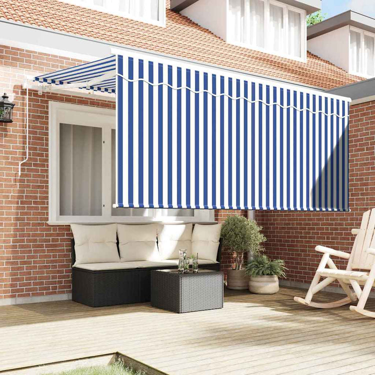 Vidaxl inklapbaar zonnescherm blauw en wit 300 x 200 cm