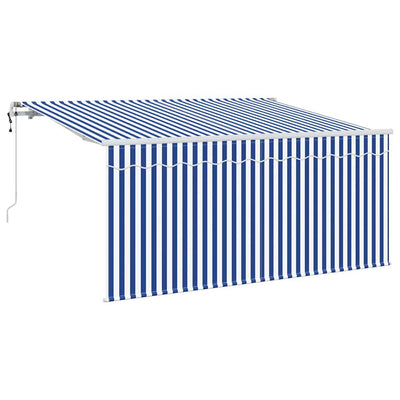 Vidaxl inklapbaar zonnescherm blauw en wit 300 x 200 cm
