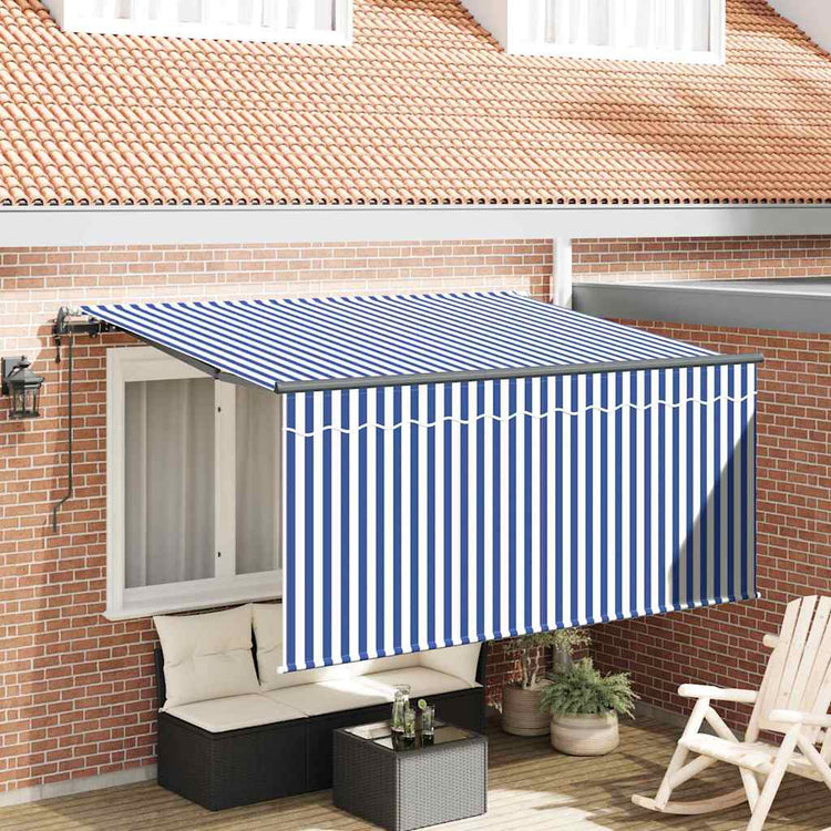 Vidaxl inklapbaar zonnescherm blauw en wit 300 x 200 cm
