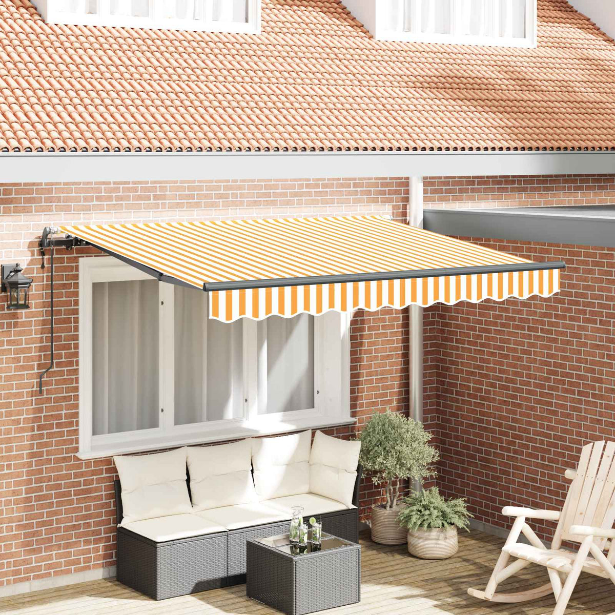 Vidaxl uitschuifbare luifel geel 300 x 200 cm stof