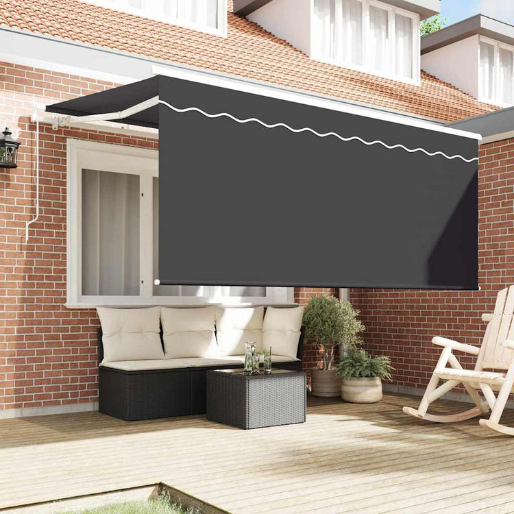 Vidaxl inklapbaar zonnescherm gestreept antraciet 300 x 200 cm stof