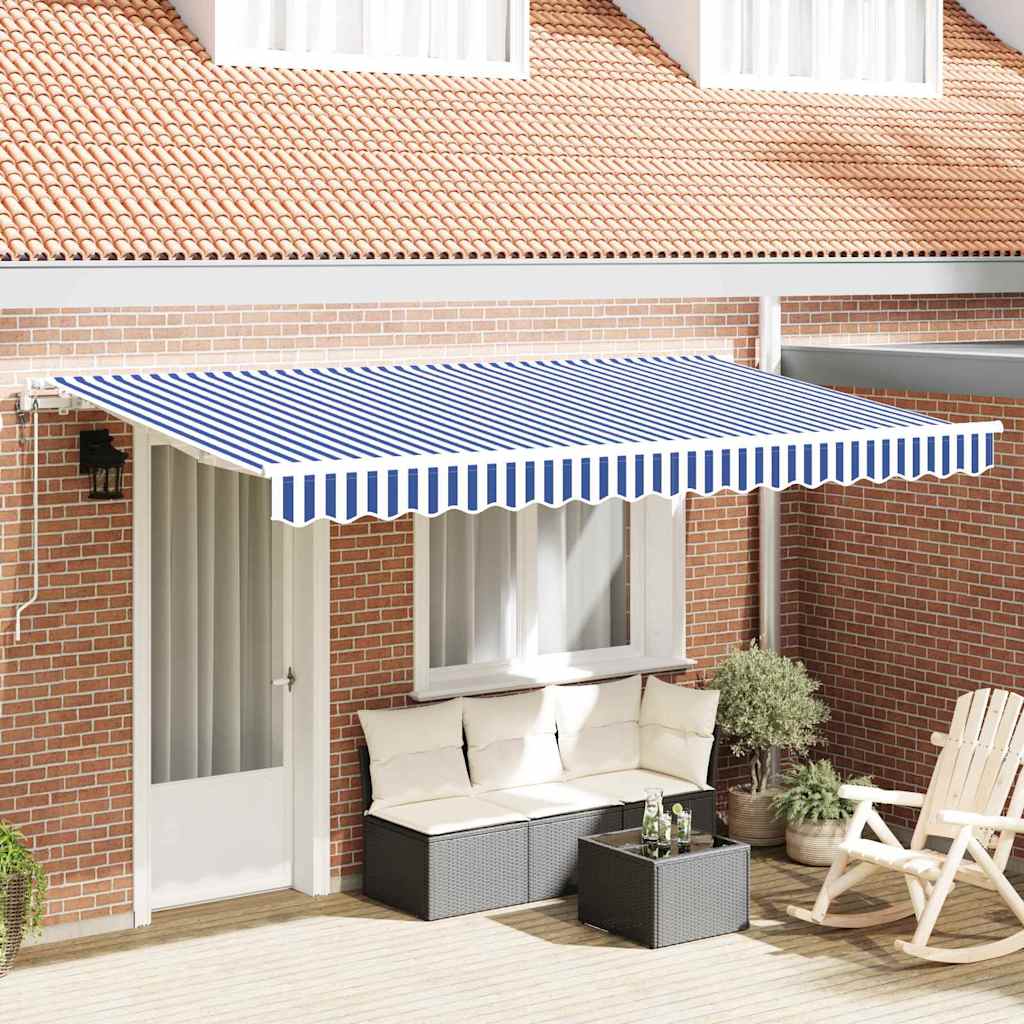 Vidaxl uitschuifbare luifel blauw 350 x 200 cm stof