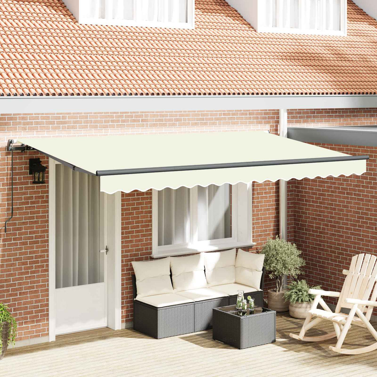 Vidaxl uitschuifbare luifel crème 350 x 200 cm stof