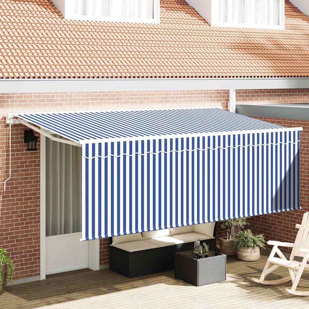 Vidaxl uitschuifbare luifel blauw 350 x 200 cm stof